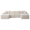 134" Modern Minimalist Modular Sectional Couch with Seat Cushion & Ottoman, Comfort L Shaped Sofa for Living Room, No Assembly Required