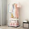 Modern Metal Garment Rack with Wheels, Space Saving Triangular Clothes Organizer with Multi-Tier Storage for Clothes and Accessories, Freestanding Rac