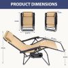 Set of 2 Zero Gravity Lounge Chairs, Outdoor Patio Folding Recliners for Pool Beach with Pillow and Cup Holder