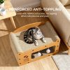 Indoor cat scratching board house, sturdy frame 2-in-1 cat furniture, resting bed and scratching post, large cardboard cat hiding place with teasing t