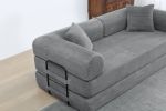 Convertible Sleeper Sofa Bed, Corduroy Folding Sofa Bed with Fixed-Shape Frame, Fold Out Floor Mattress Couch, Lazy Compression Sofa for Living Room,