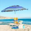 Beach Umbrella With Sand Anchor & Table Tray, 6.5ft Portable Heavy Duty Sun Outdoor Umbrella, UV 50+ Protection, Carry Bag for Patio, Pool and Garden
